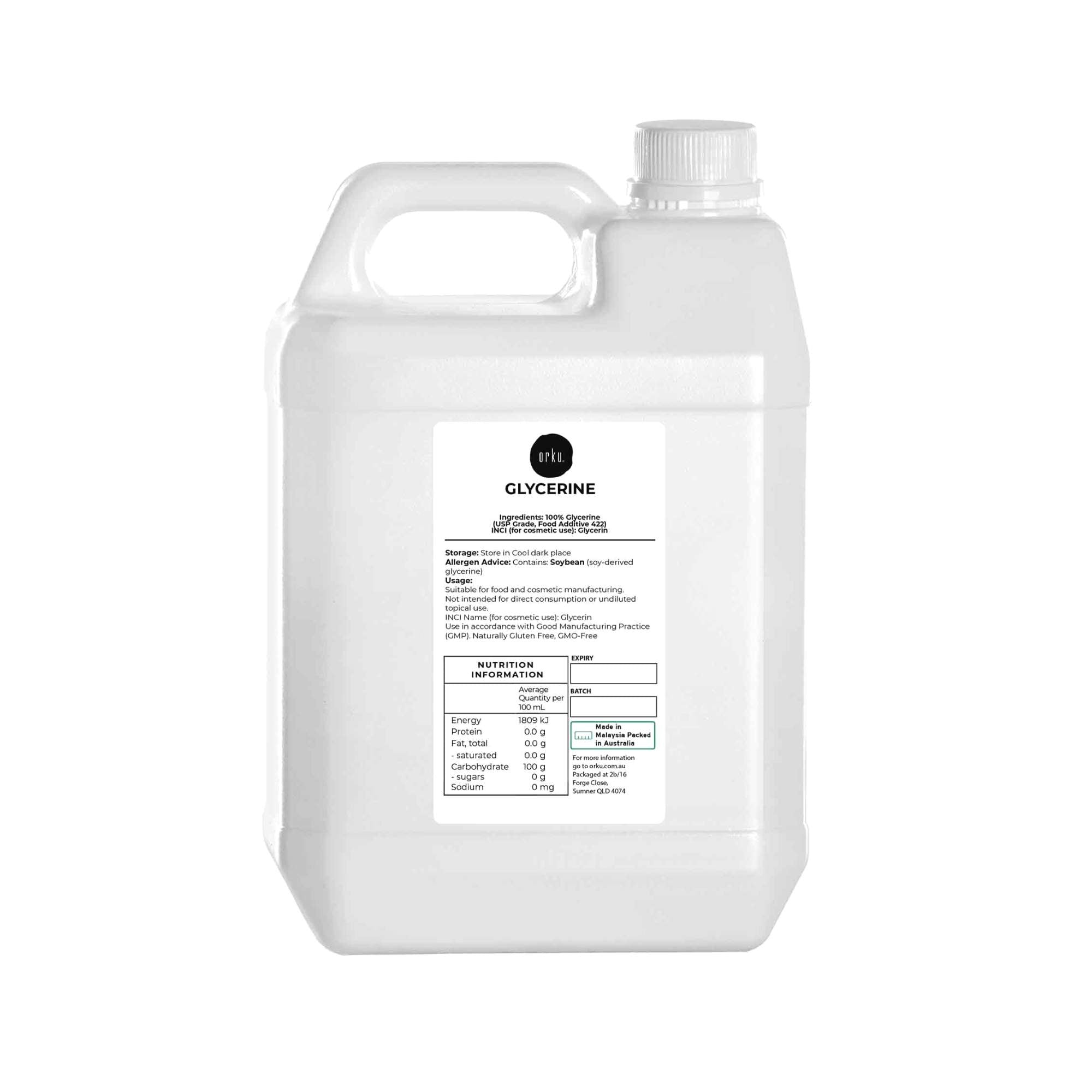 V238-SUPDZ-31589648466000-202507301513-00 Orku 5L Glycerine 99.9% Pure USP Food + Cosmetic Grade – Vegetable Glycerol - Image 1