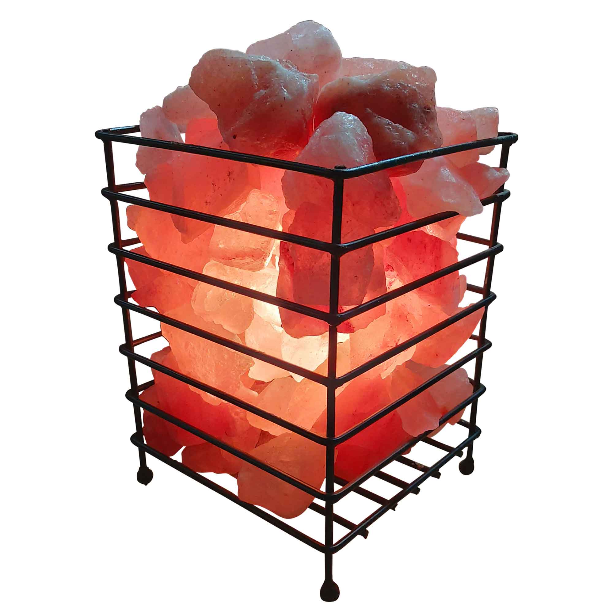 V238-SUPDZ-32769954971728-202507252040-00 12V 12W Rectangle Iron Basket Himalayan Pink Salt Lamp Rock Crystal Bulb On/Off - Image 1