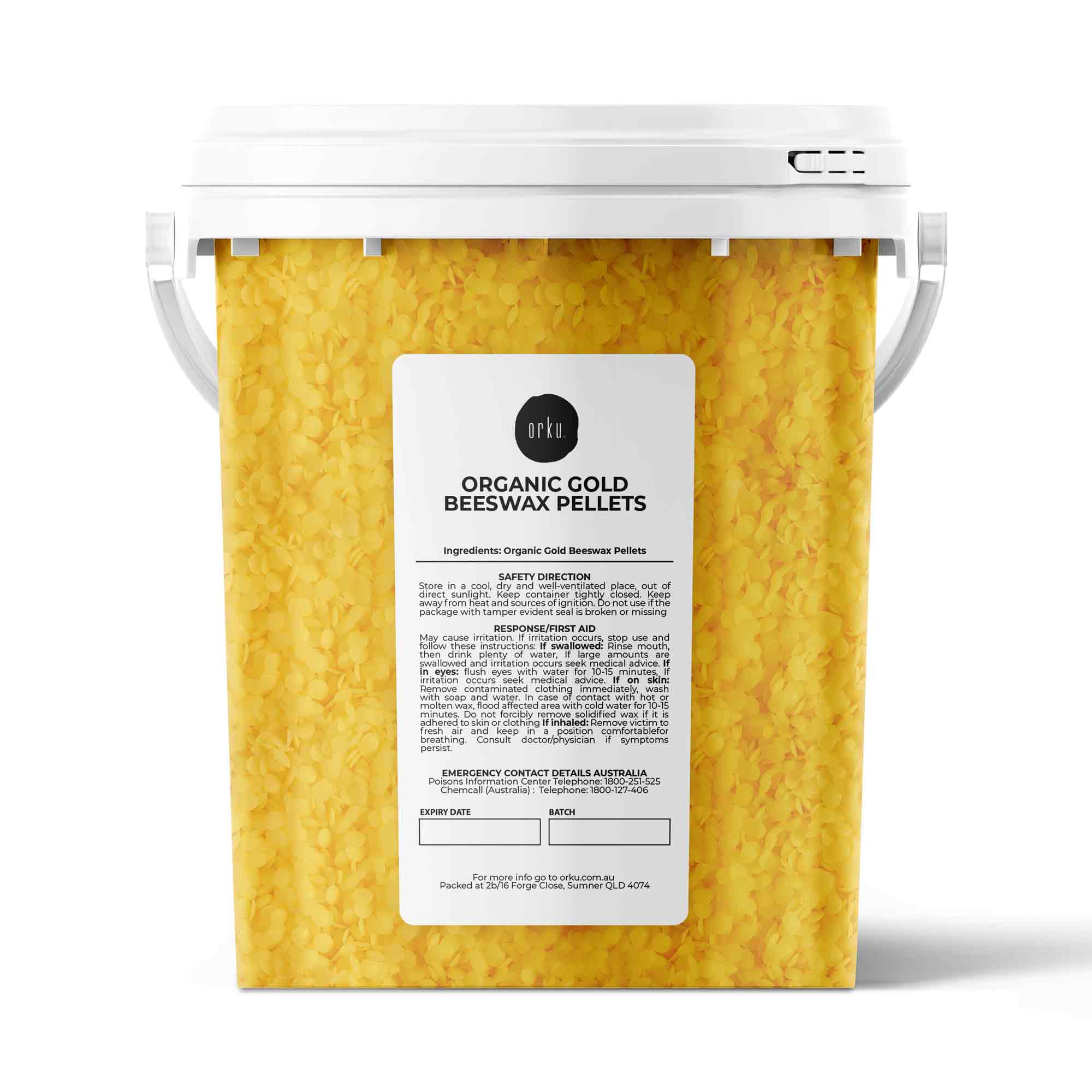 V238-SUPDZ-32852062011472-202507071145-00 500g Orku Organic Beeswax Pellets Yellow Tub - Cosmetic Quality Pure Bees Wax - Image 1