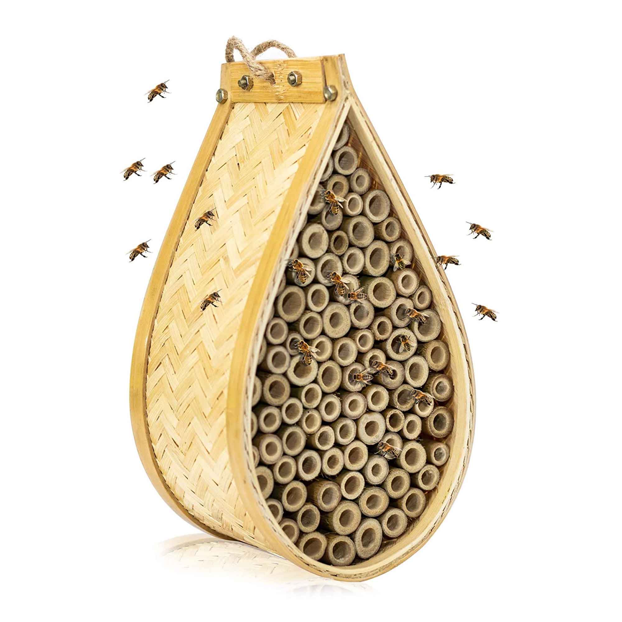 V238-SUPDZ-32997734482000-202507252105-00 Bamboo Mason Beehive House Pollinator Tear Drop Bee Nest Hive Garden Beekeeping - Image 1