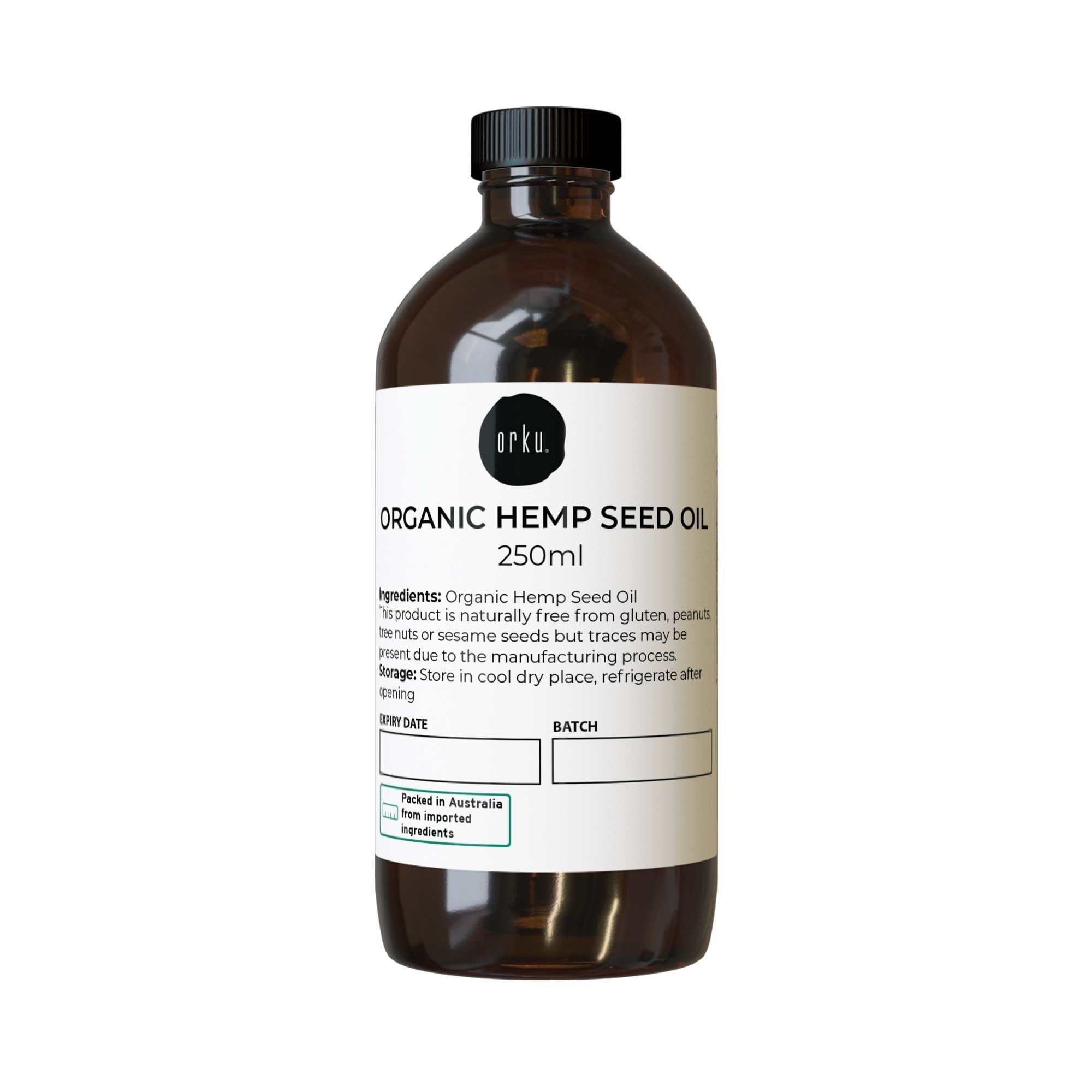 V238-SUPDZ-33088452526160-202509051438-00 Orku 250ml Organic Hemp Seed Oil - Cold Pressed Food Grade Oils - Image 1