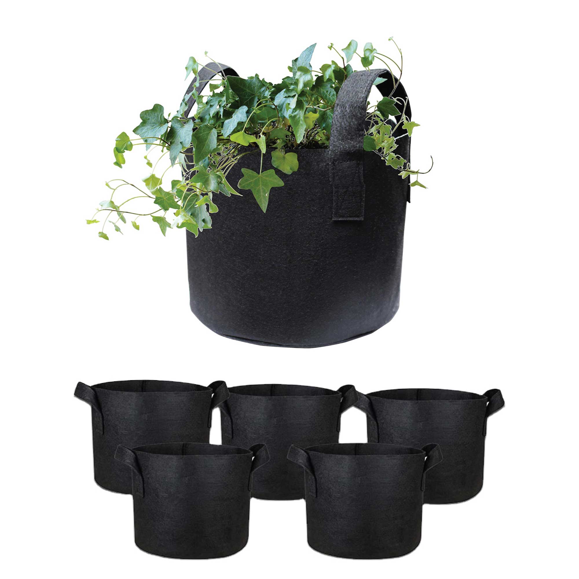 V238-SUPDZ-39610063814736-202507251930-00 6 Pck 10 Gallon Fabric Flower Pots 38L Garden Planter Bags Black Felt Root Pouch - Image 1