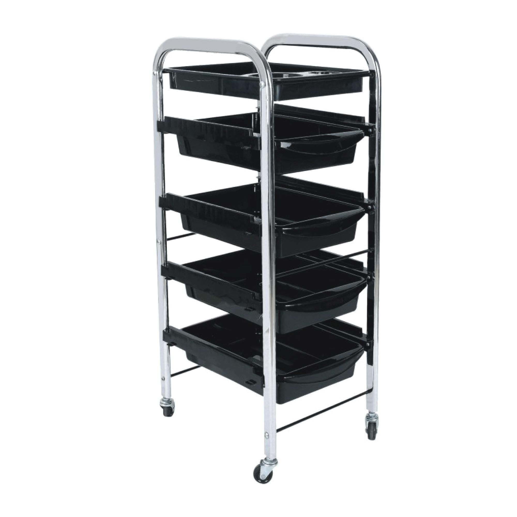 V238-SUPDZ-39712743424080-202507252001-00 5 Tier Hairdressing Trolley Black 80x40x30 Salon Hair Colour Storage Metal Cart - Image 1