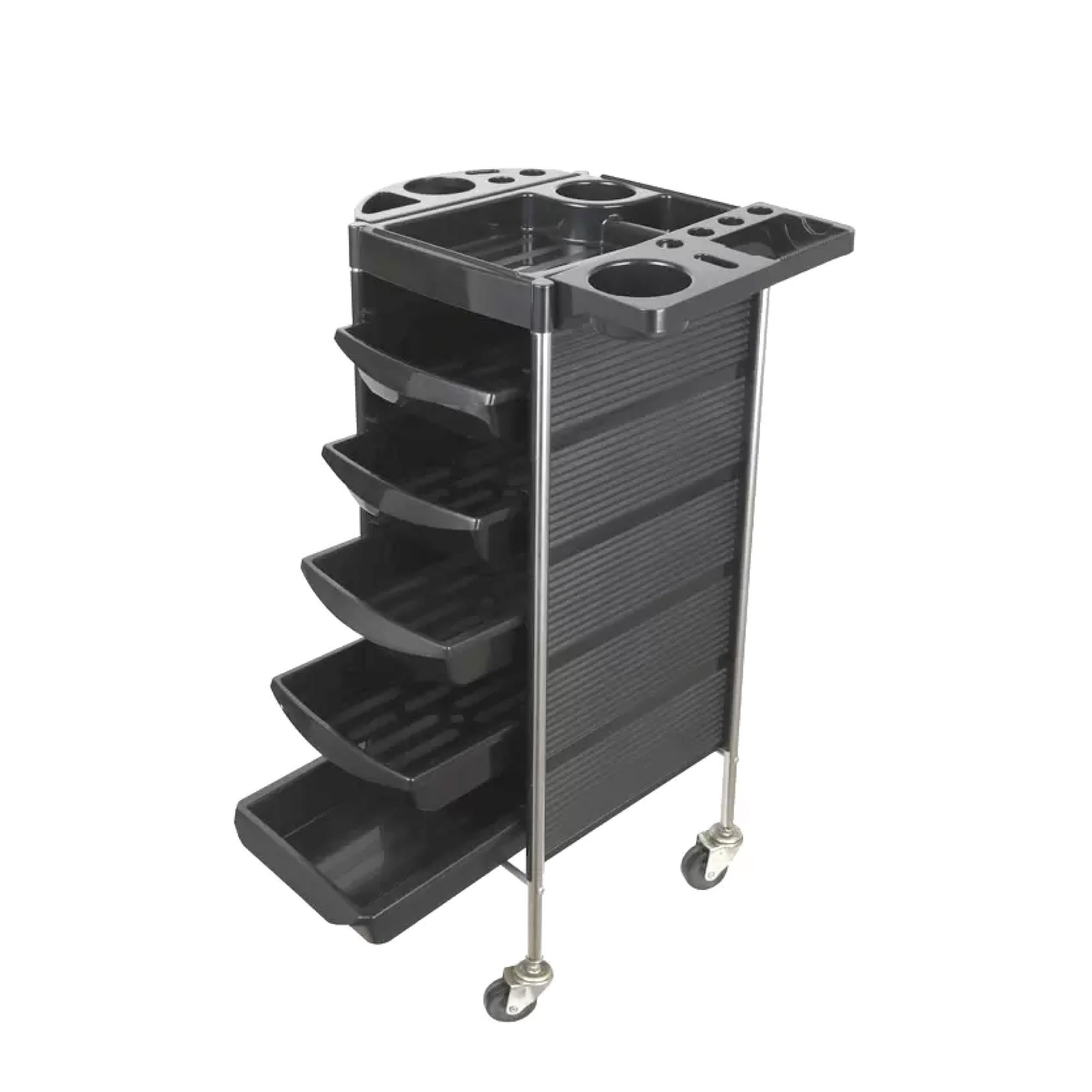 V238-SUPDZ-39712755417168-202507252001-00 5 Drawer Hairdressing Trolley Black 90x30x36cm Hair Salon Beauty Rolling Cart - Image 1