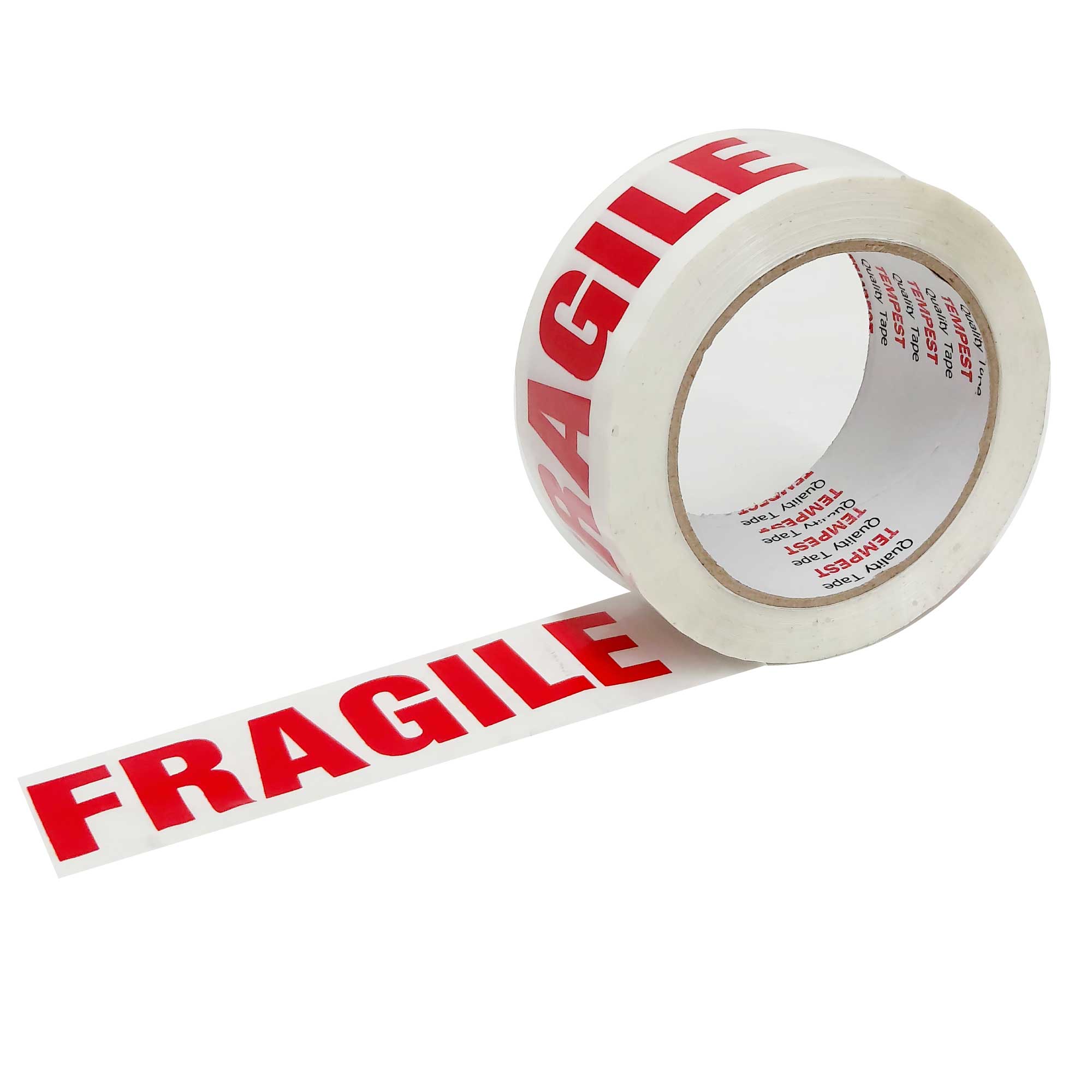 V238-SUPDZ-39713832829008-202507252001-00 1x Fragile Packing Tape 48mmx75m - Long Rolls Red White Packaging Adhesive Label - Image 1