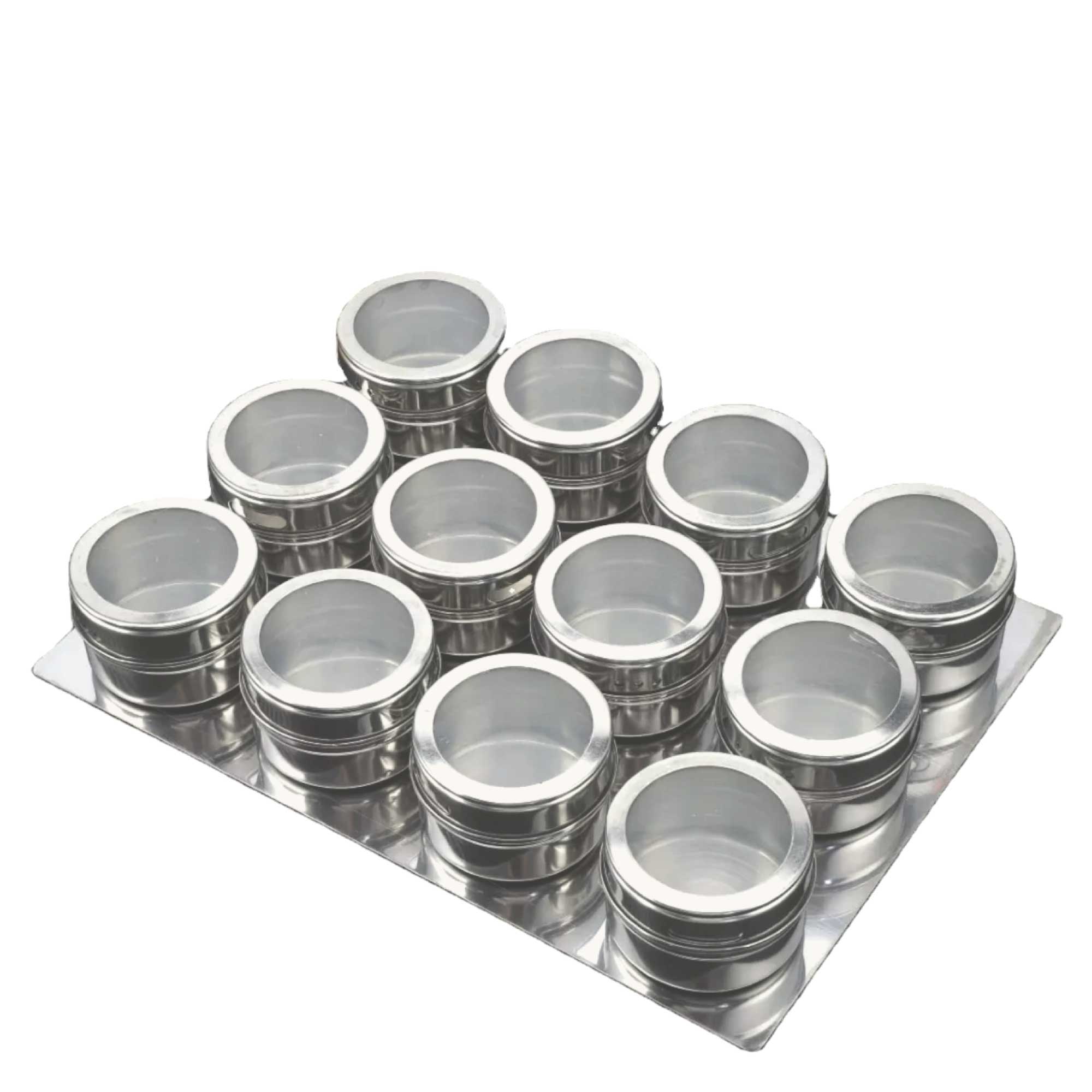 V238-SUPDZ-39963225227344-202507311223-00 12 Magnetic Spice Jar Tins and Steel Plate - 150g Seasoning Storage Containers - Image 1