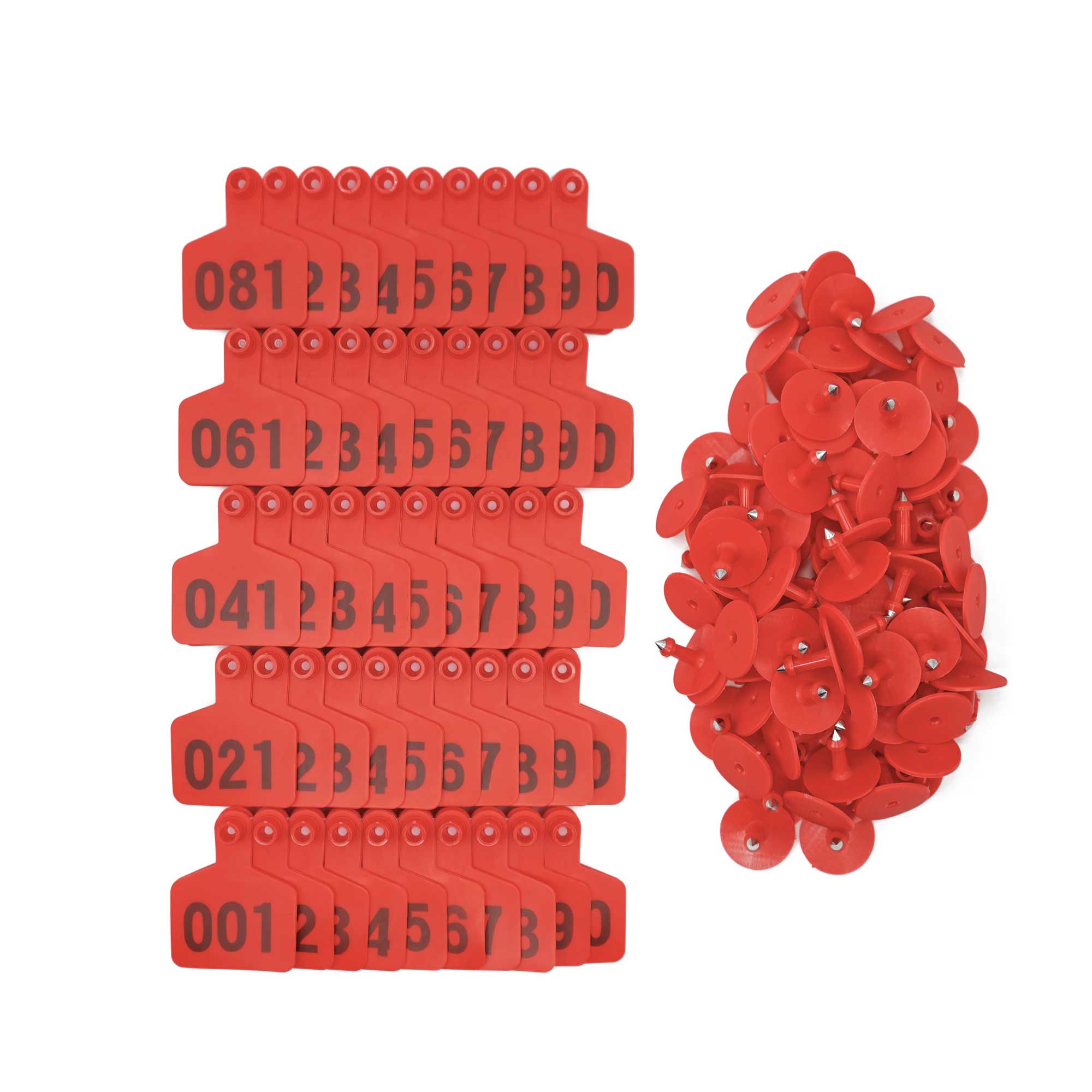 V238-SUPDZ-39973726224464-202507311225-00 1-100 Cattle Number Ear Tags 5x4cm Set - Small Red Pig Goat Livestock Label - Image 1