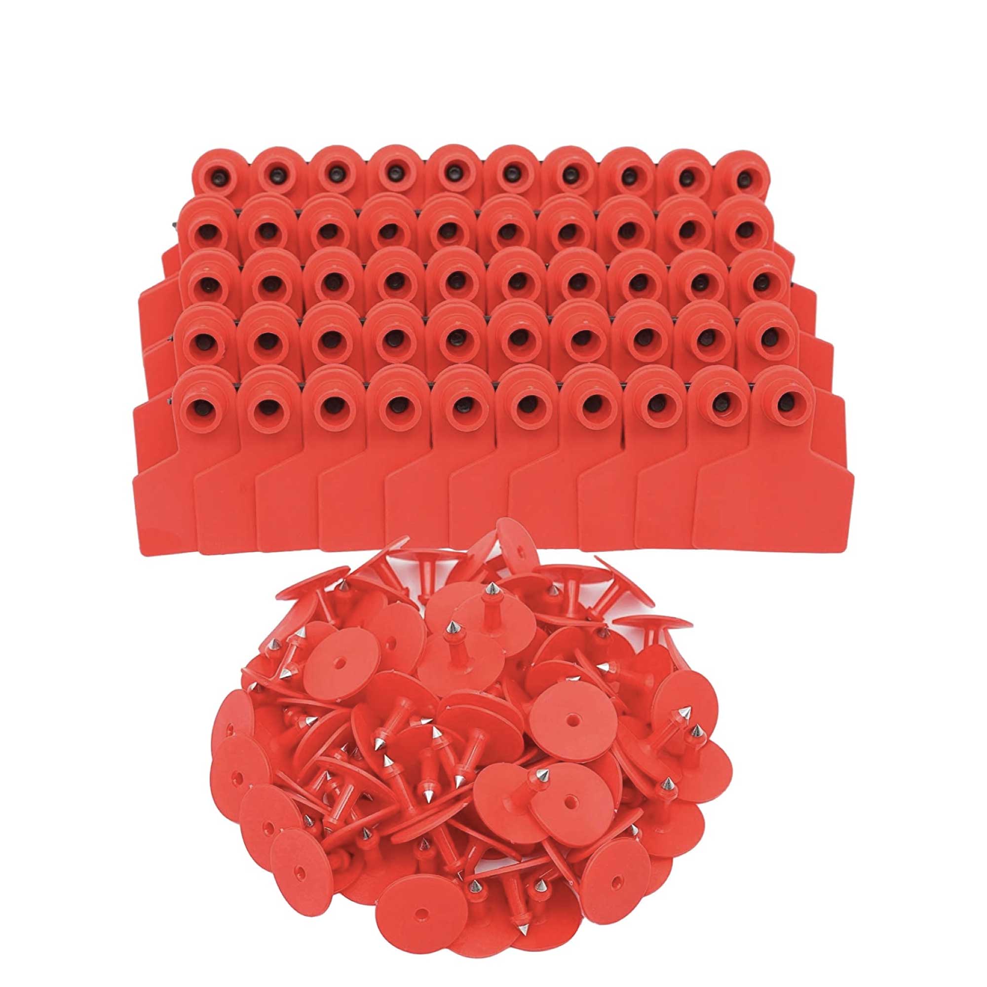 V238-SUPDZ-39973737037904-202507311226-00 100x Cattle Ear Tags Set - 5x4cm Small Red Blank Cow Pig Sheep Livestock Label - Image 1