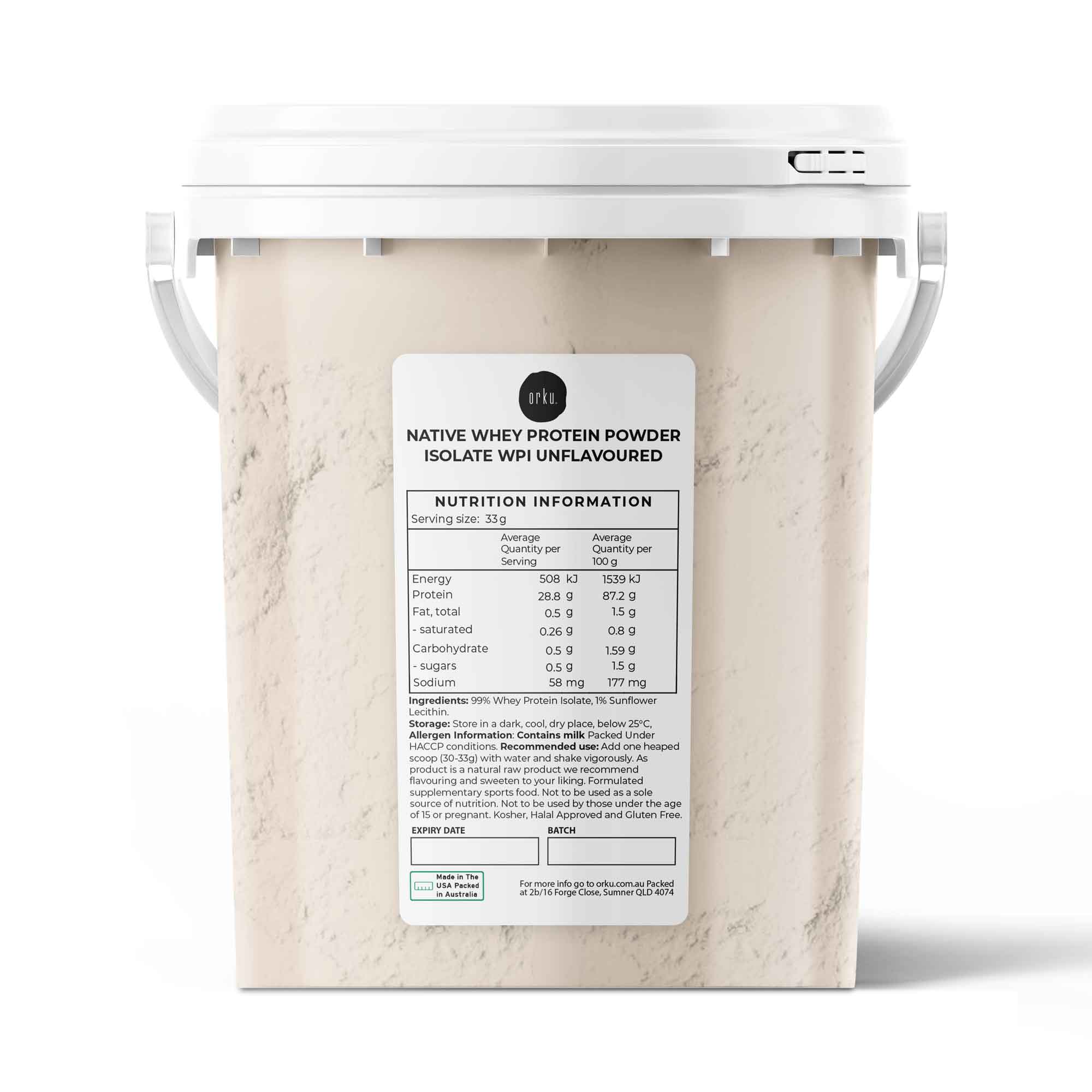 V238-SUPDZ-40180594245712-202509051235-00 Orku 500g Native Whey Protein Isolate Powder - Unflavoured WPI Bucket - Image 1