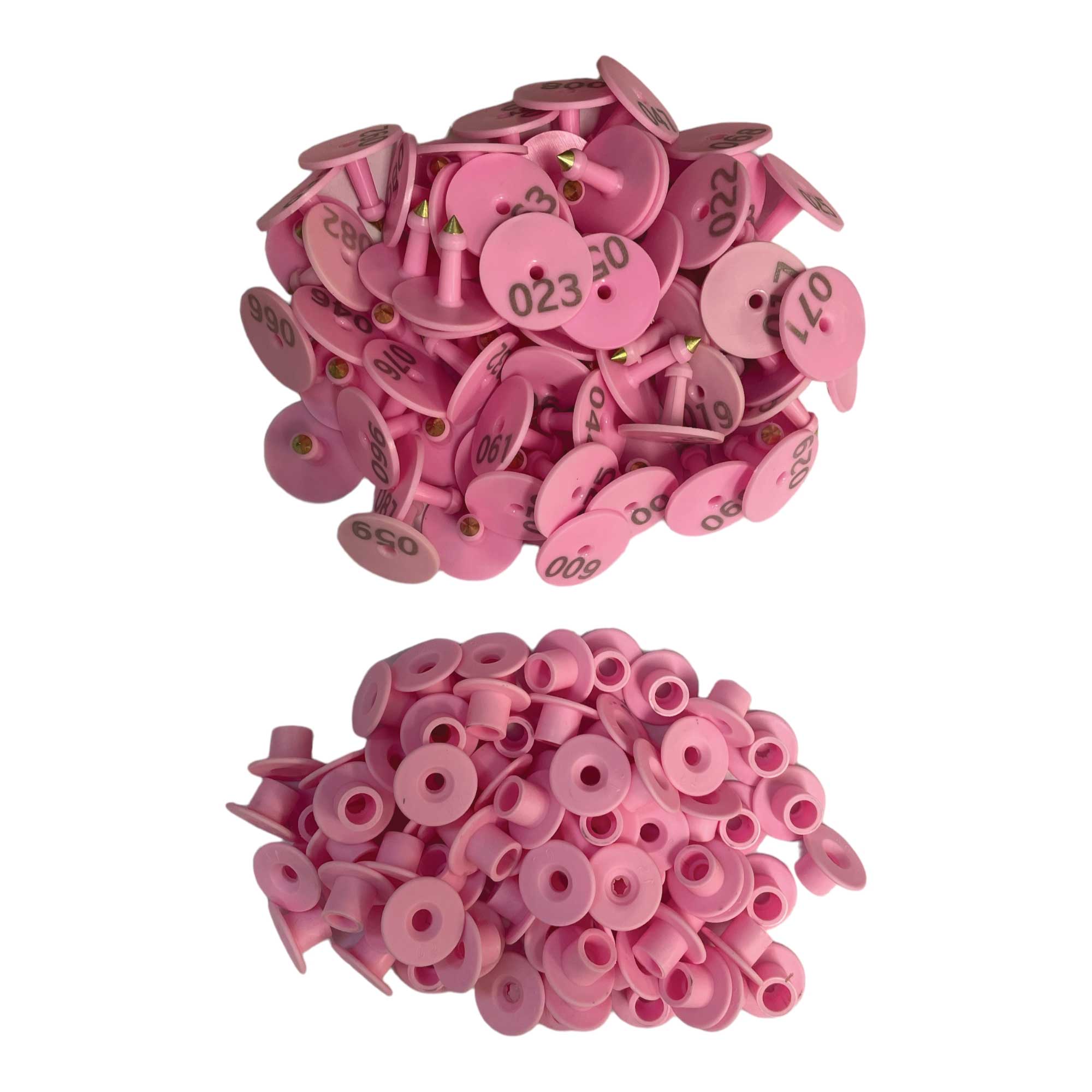 V238-SUPDZ-40207897362512-202507311303-00 1-100 Cattle Number Ear Tag Set - Round Pink Pig Sheep Goat Livestock Label - Image 1