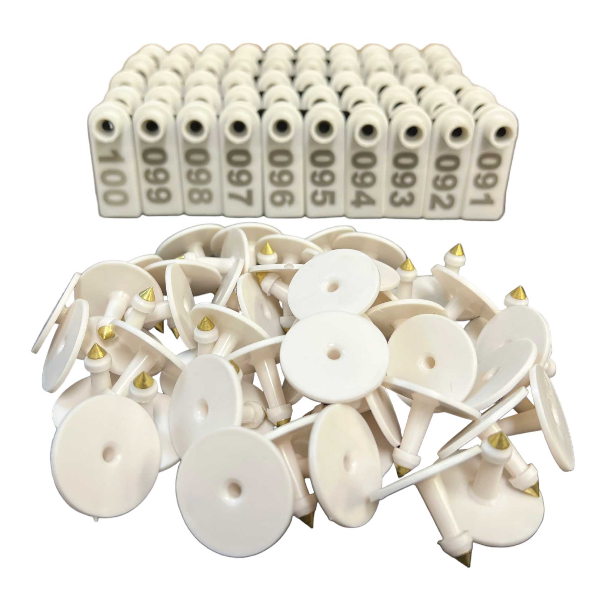 V238-SUPDZ-40208915726416-202507311302-00 1-100 Cattle Number Ear Tag 5x2cm Set - Mini White Cow Sheep Pig Livestock Label - Image 1