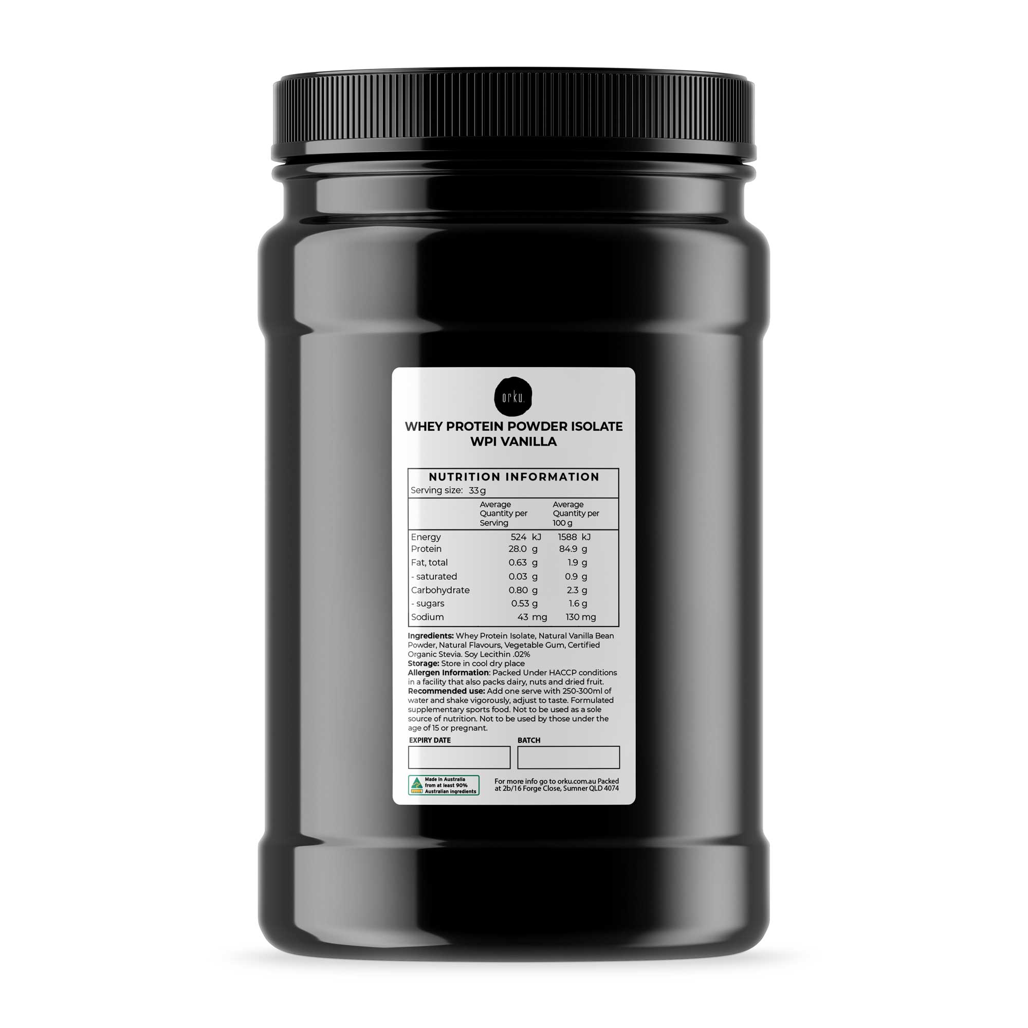 V238-SUPDZ-40336811196496-202507091112-00 Orku 1Kg Whey Protein Isolate Powder – Vanilla WPI Jar | Sports Food - Image 1