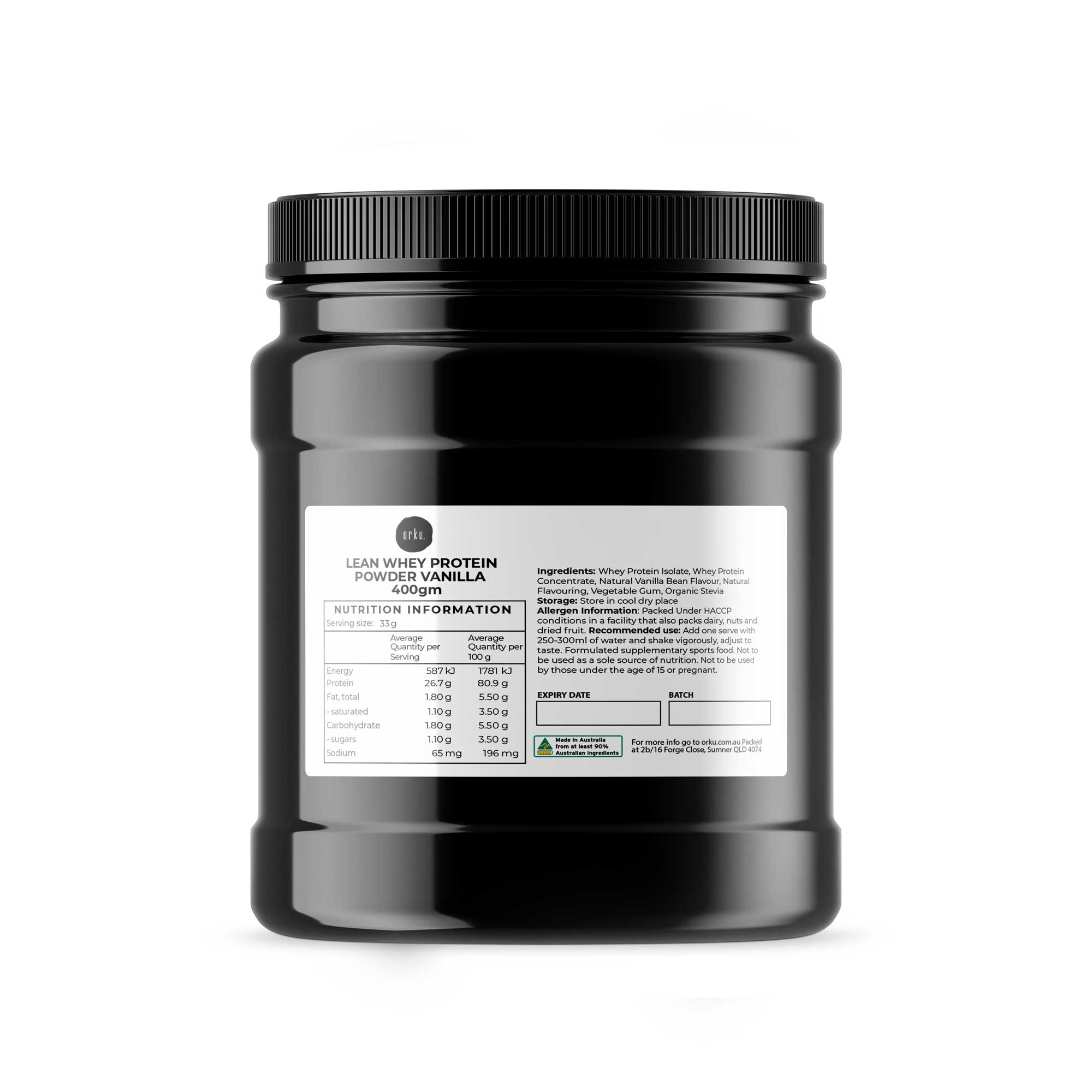V238-SUPDZ-40336813850704-202507252110-00 400g Lean Whey Protein Blend - Vanilla Shake WPI/WPC Supplement Jar - Image 1
