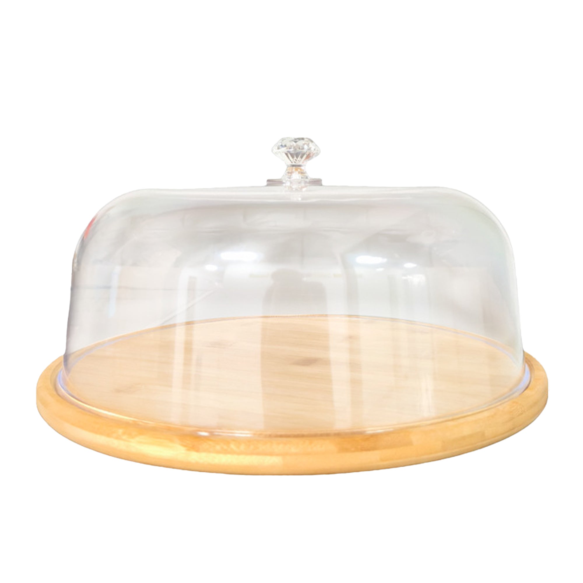 V238-SUPDZ-41002621763664-202506301535-00 Kitchee 30cm Bamboo Cake Stand + Dome Acrylic Cover - Dessert Display Plate - Image 1