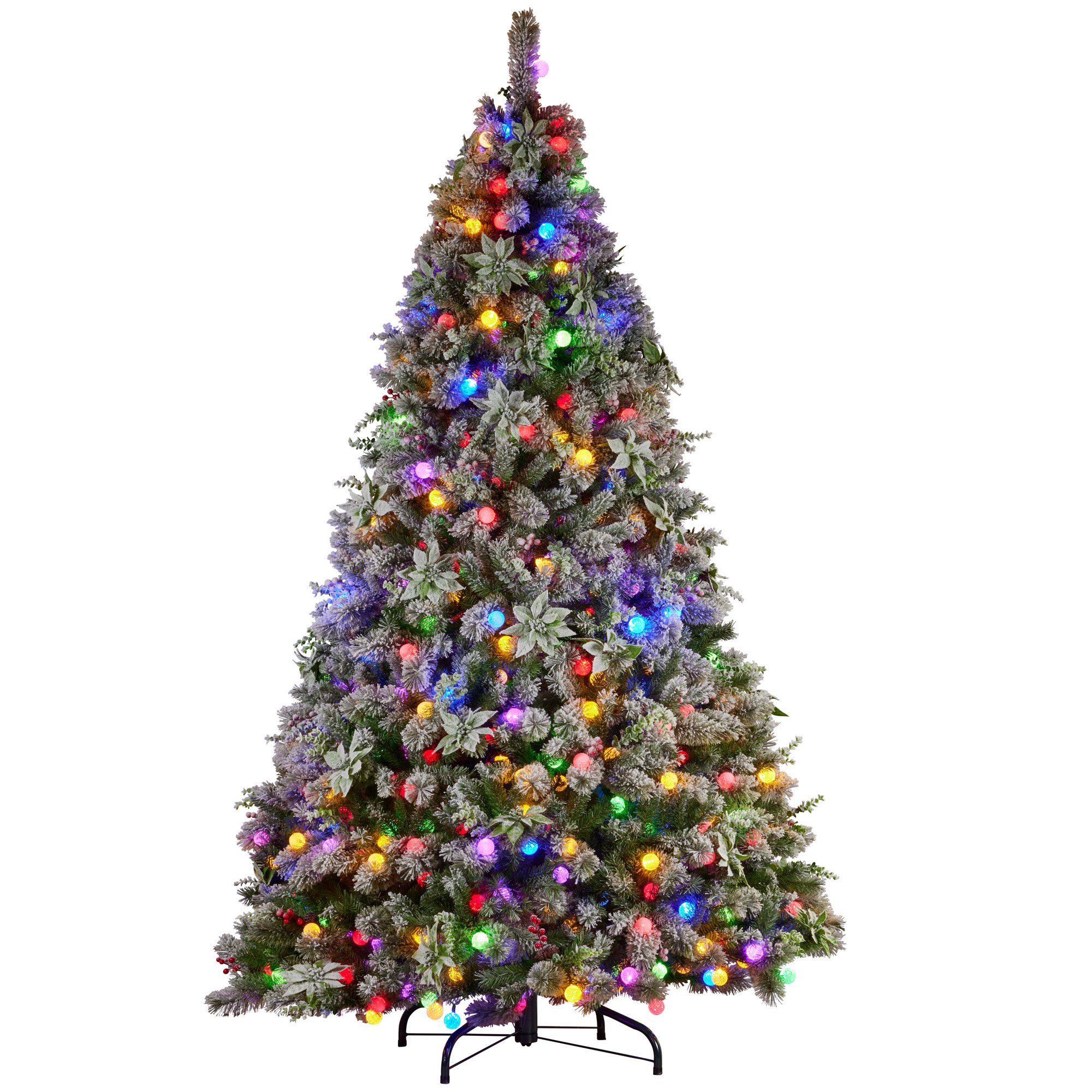 V240-112_SENCR101-208728-00 Christabelle Snowy Crown Pine 2.7m Multicolour Pre-Lit Christmas Tree with 2429 Tips - Image 1