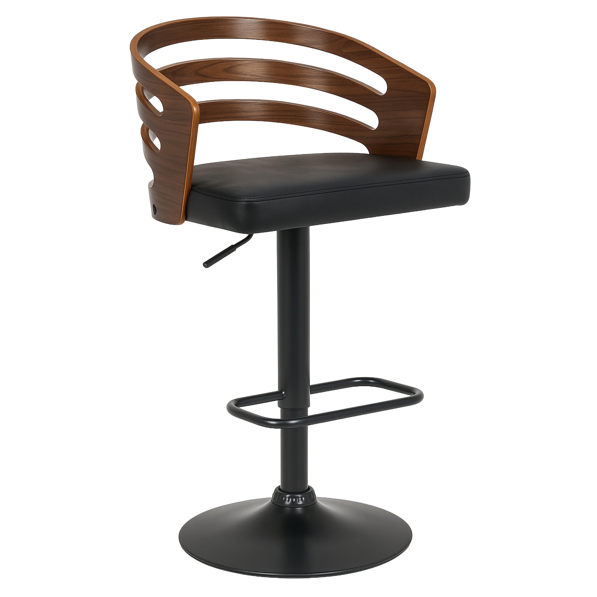 V240-BAR-STL-MLM-081-202506301552-00 Sarantino Bentwood Walnut Barstool Leather Seat And Metal Base - Image 1