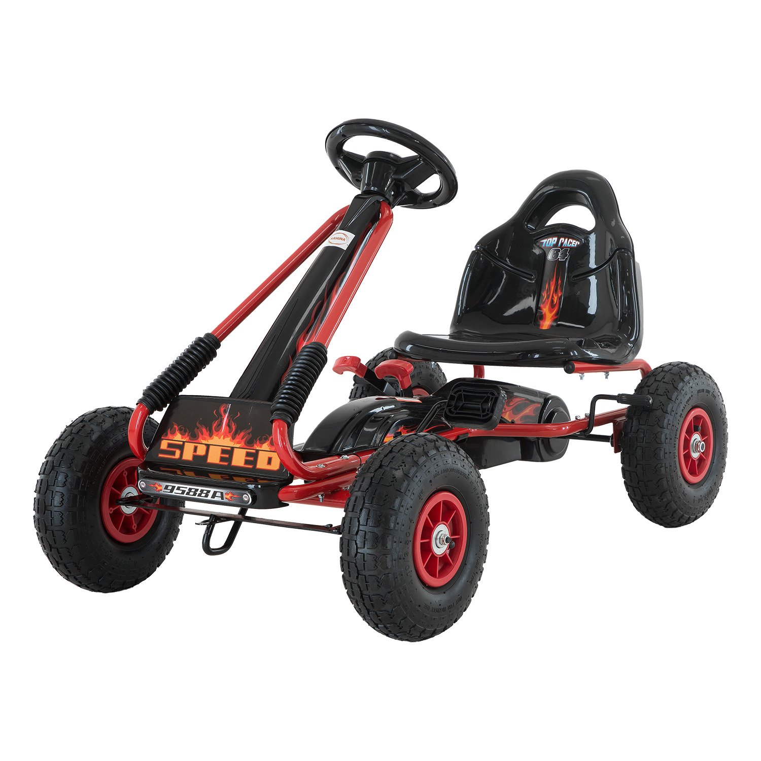 V240-CAR-PB-9588A-RD-70531-00 Kahuna G95 Kids Ride On Pedal-Powered Go Kart - Red - Image 1