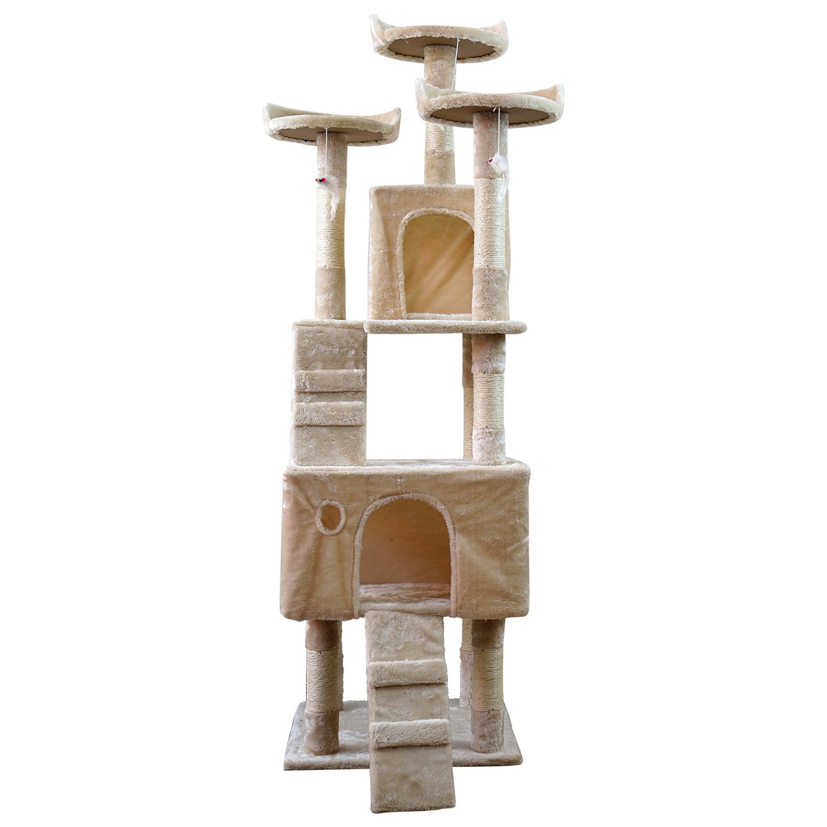 V240-CAT-EJT-361-BGE-71096-00 Furtastic 170cm Cat Tree Scratching Post - Beige - Image 1