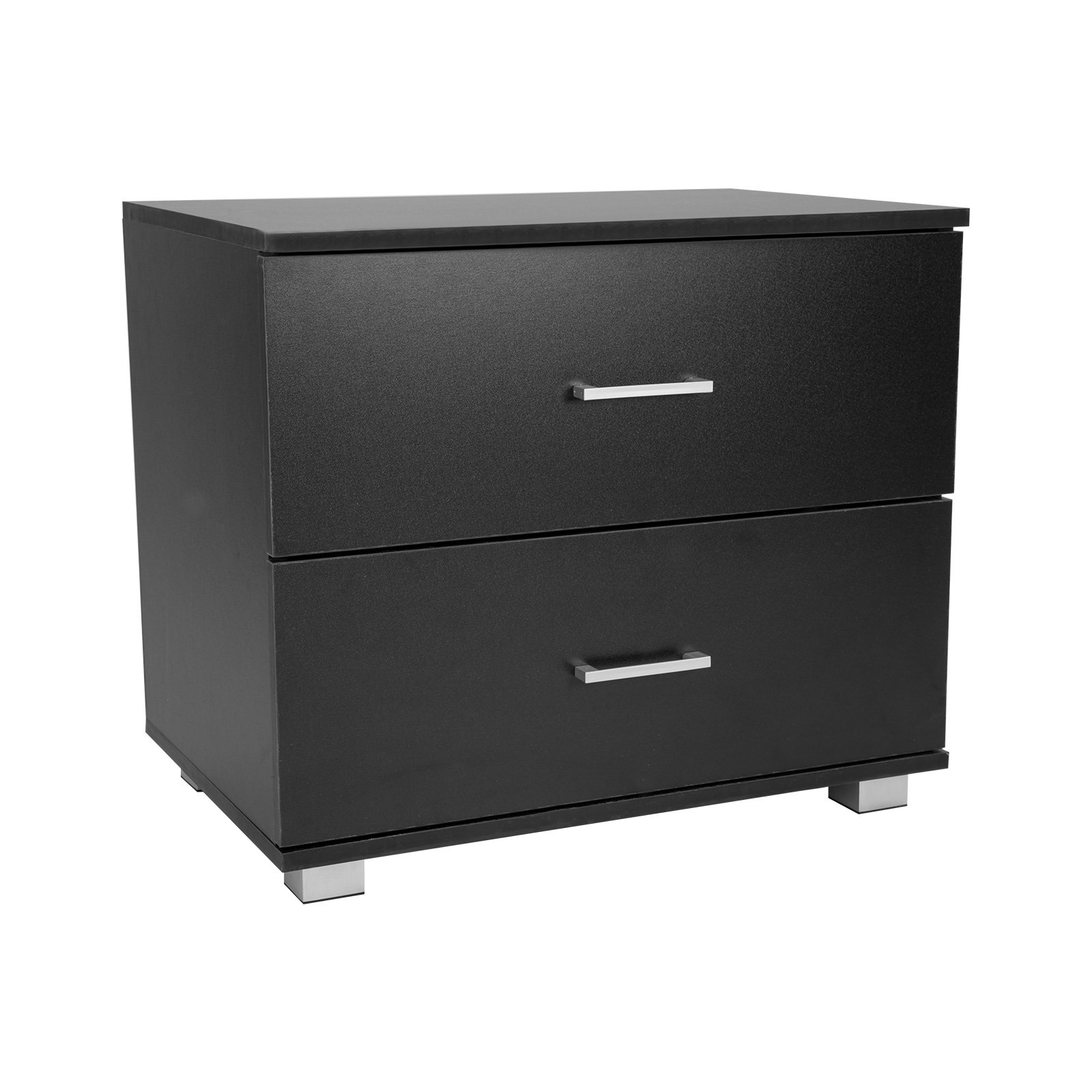 V240-CBT-059-040-051-BK-70081-00 Sarantino Bedside Table Cabinet Storage Chest 2 Drawers Lamp Side Nightstand - Black - Image 1