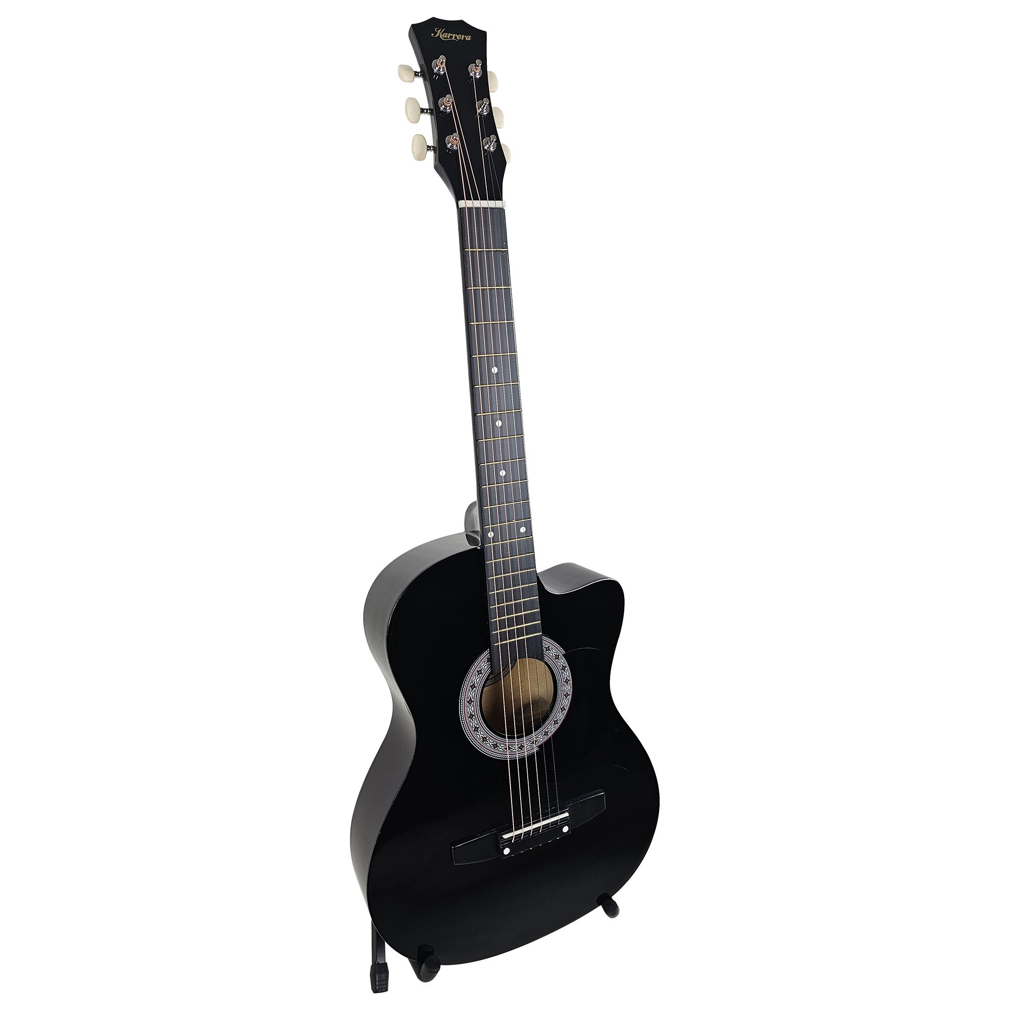 V240-CC38-PRO-BK-71702-00 Karrera 38in Pro Cutaway Acoustic Guitar with Carry Bag - Black - Image 1