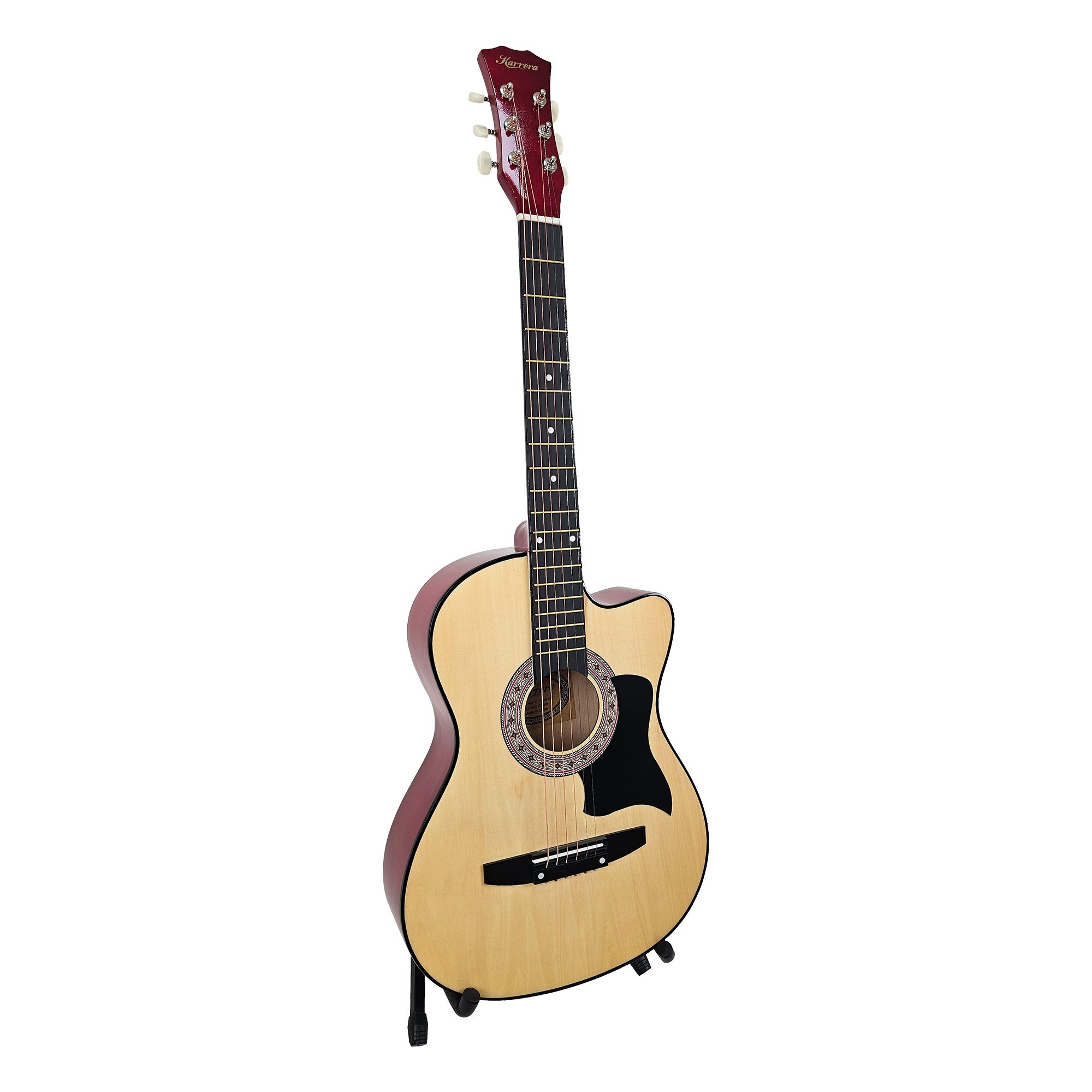 V240-CC38-PRO-NAT-71703-00 Karrera 38in Pro Cutaway Acoustic Guitar with guitar bag - Natural - Image 1