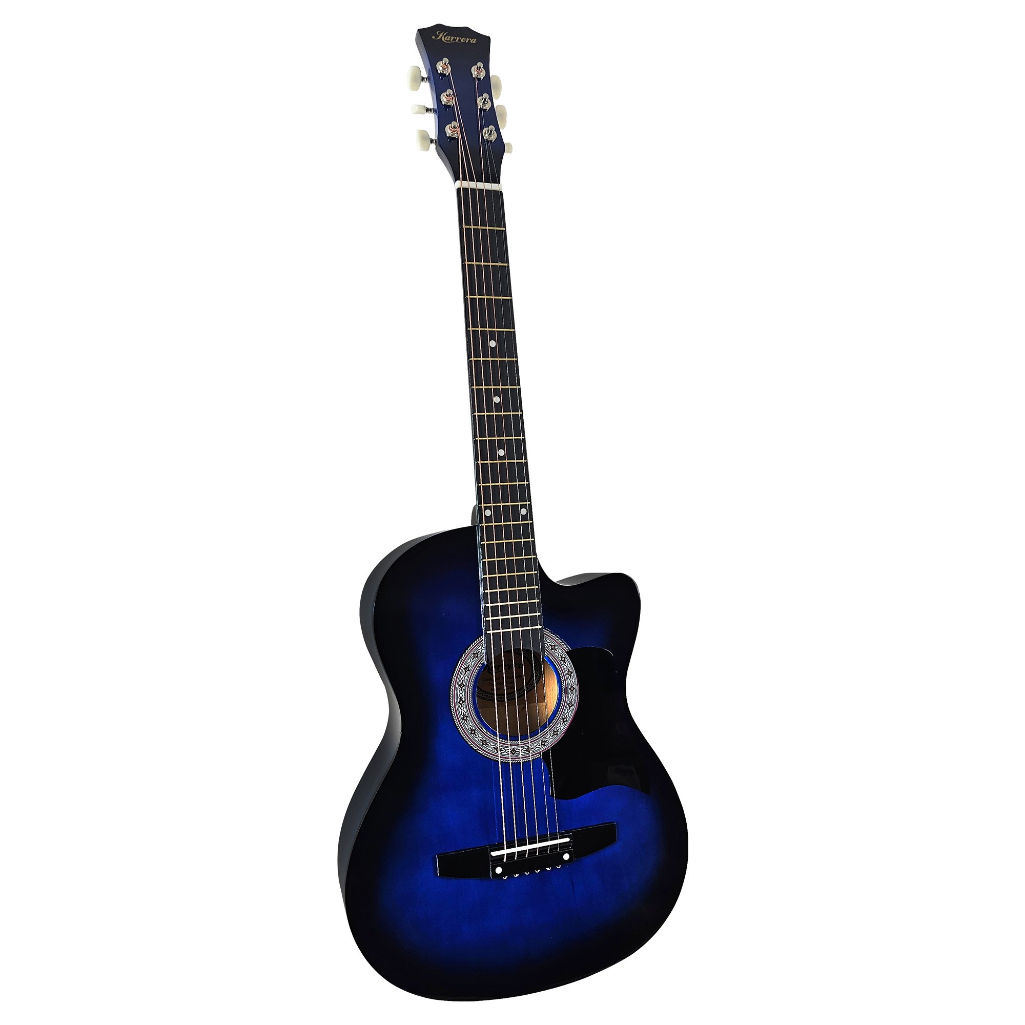 V240-CC38-SBU-202506251324-00 Karrera 38in Cutaway Acoustic Guitar with guitar bag - Blue Burst - Image 1