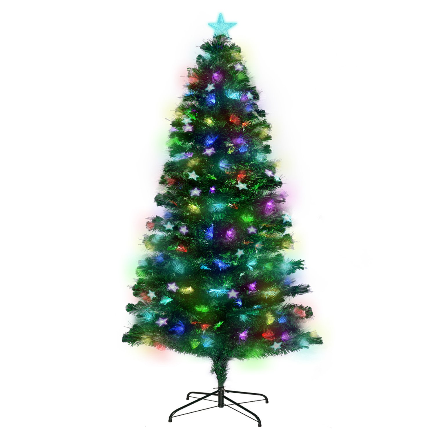 V240-CMT-JFA-150-OPF-73453-00 Christabelle 1.5m Enchanted Pre Lit Fibre Optic Christmas Tree Stars Xmas Decor - Image 1