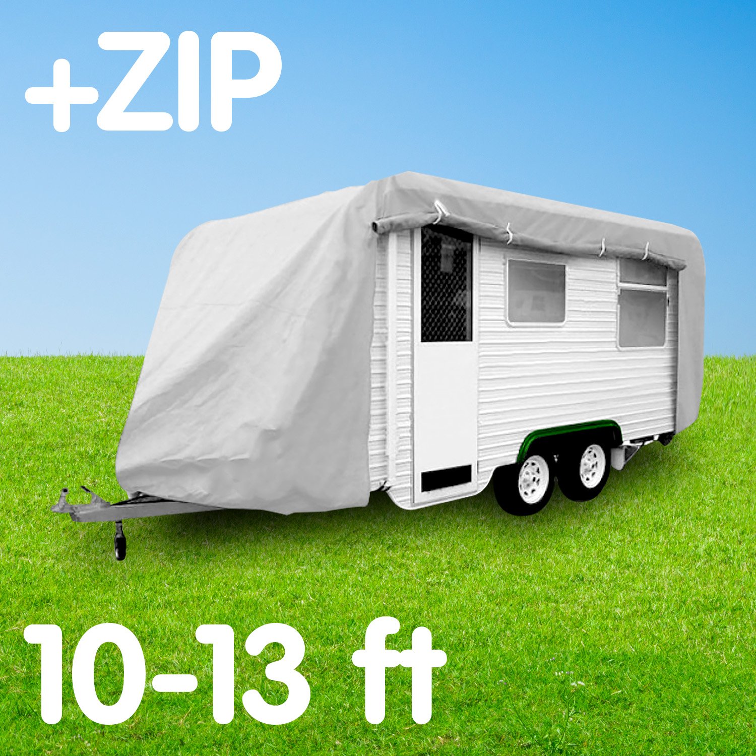 V240-COV-WAL-CVN-1013-73465-00 Wallaroo Caravan Cover With Side Zip Campervan 10-13 ft - Image 1