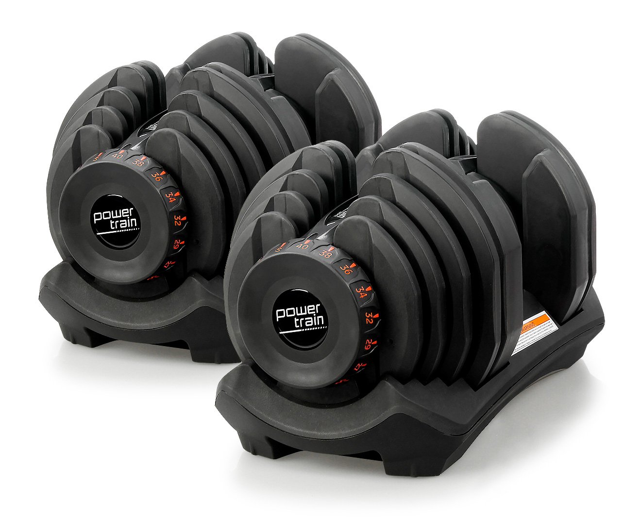 V240-DMB-BF2-040-2-71470-00 Powertrain 2 x 40kg Powertrain Adjustable Dumbbells Home Gym Set - Image 1