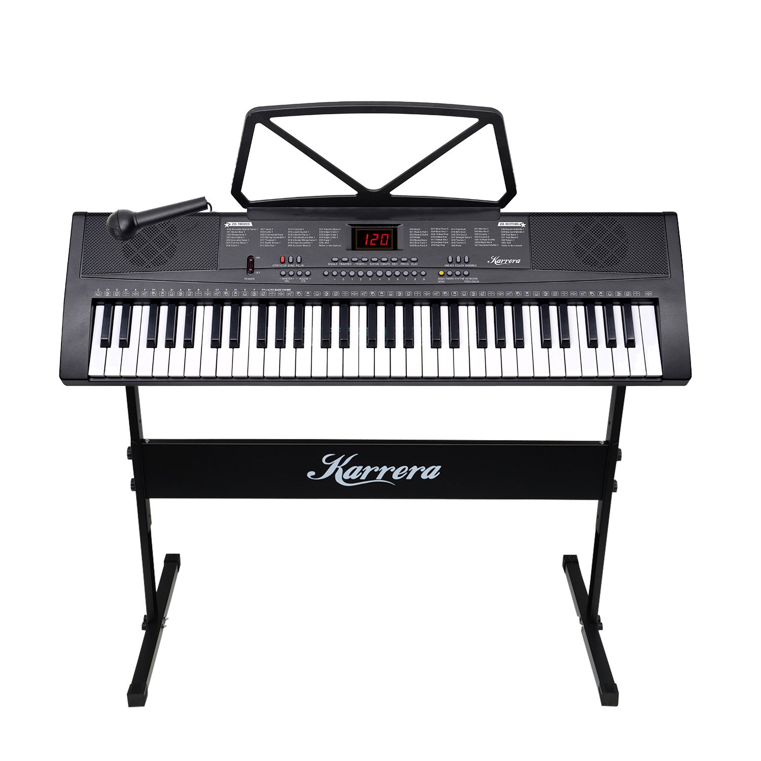 V240-EKB-61-K33-STD-95872-00 Karrera 61-Key Electronic Piano Keyboard 75cm with Stand - Black - Image 1