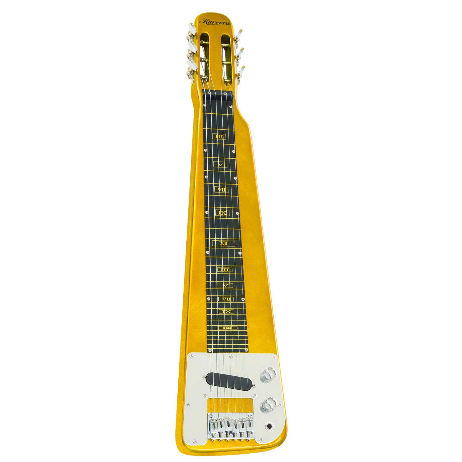 V240-ELE-LAP-6S-OR-71728-00 Karrera 29in 6-String Lap Steel Hawaiian Guitar - Metallic Gold - Image 1