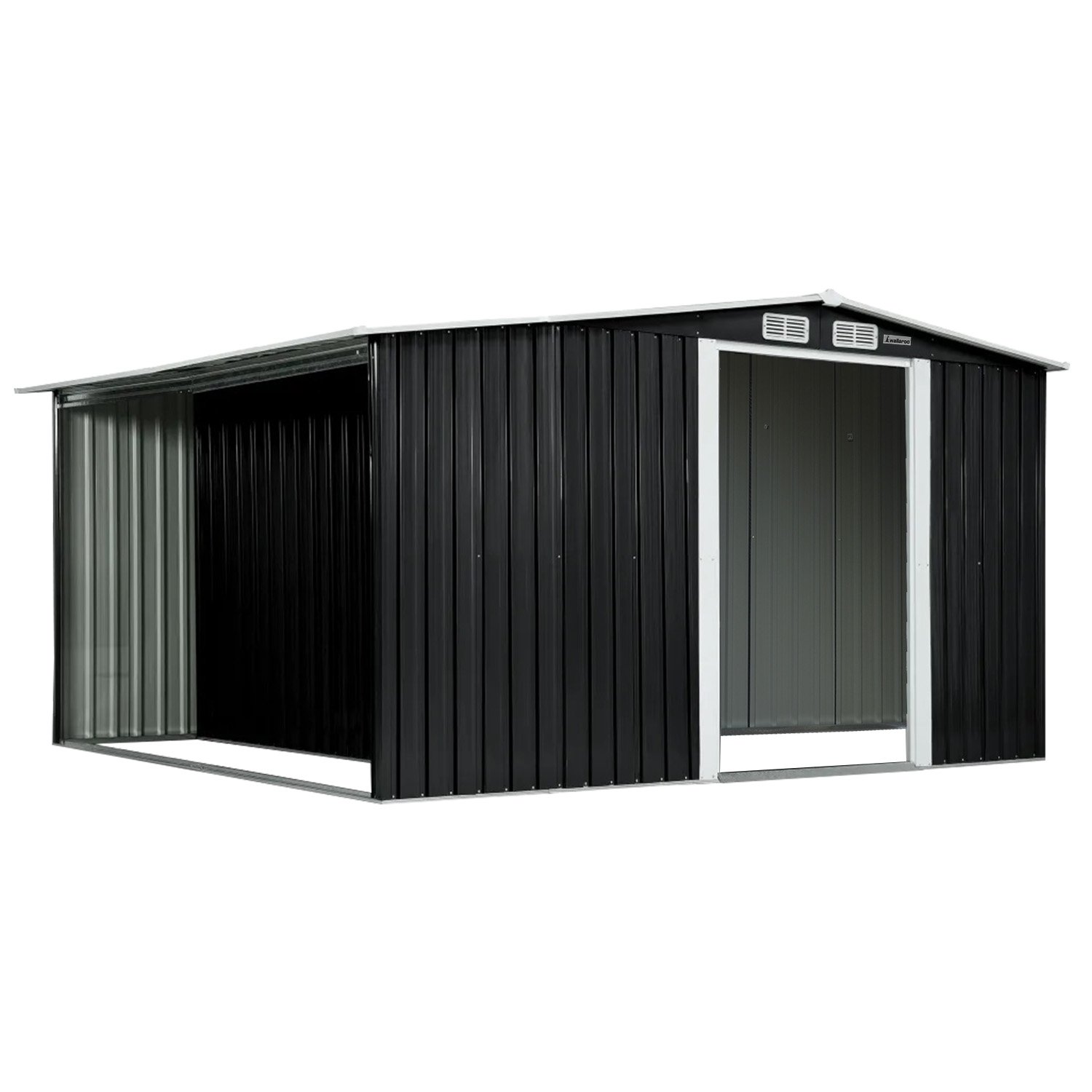 V240-GSS-BSW-108S-BK-73565-00 Wallaroo Garden Shed with Semi-Closed Storage 10*8FT - Black - Image 1