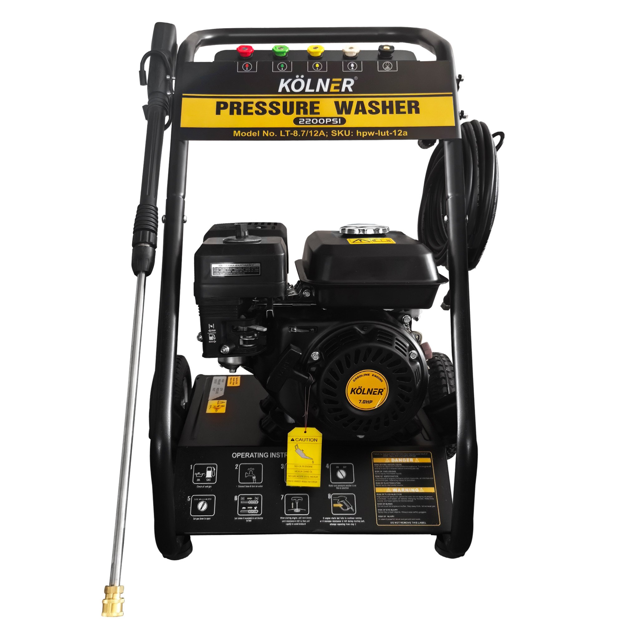 V240-HPW-LUT-12A-173850-00 Kolner Lt-12a 7hp 2200psi Petrol Engine High Pressure Washer 7.5lpm - Image 1