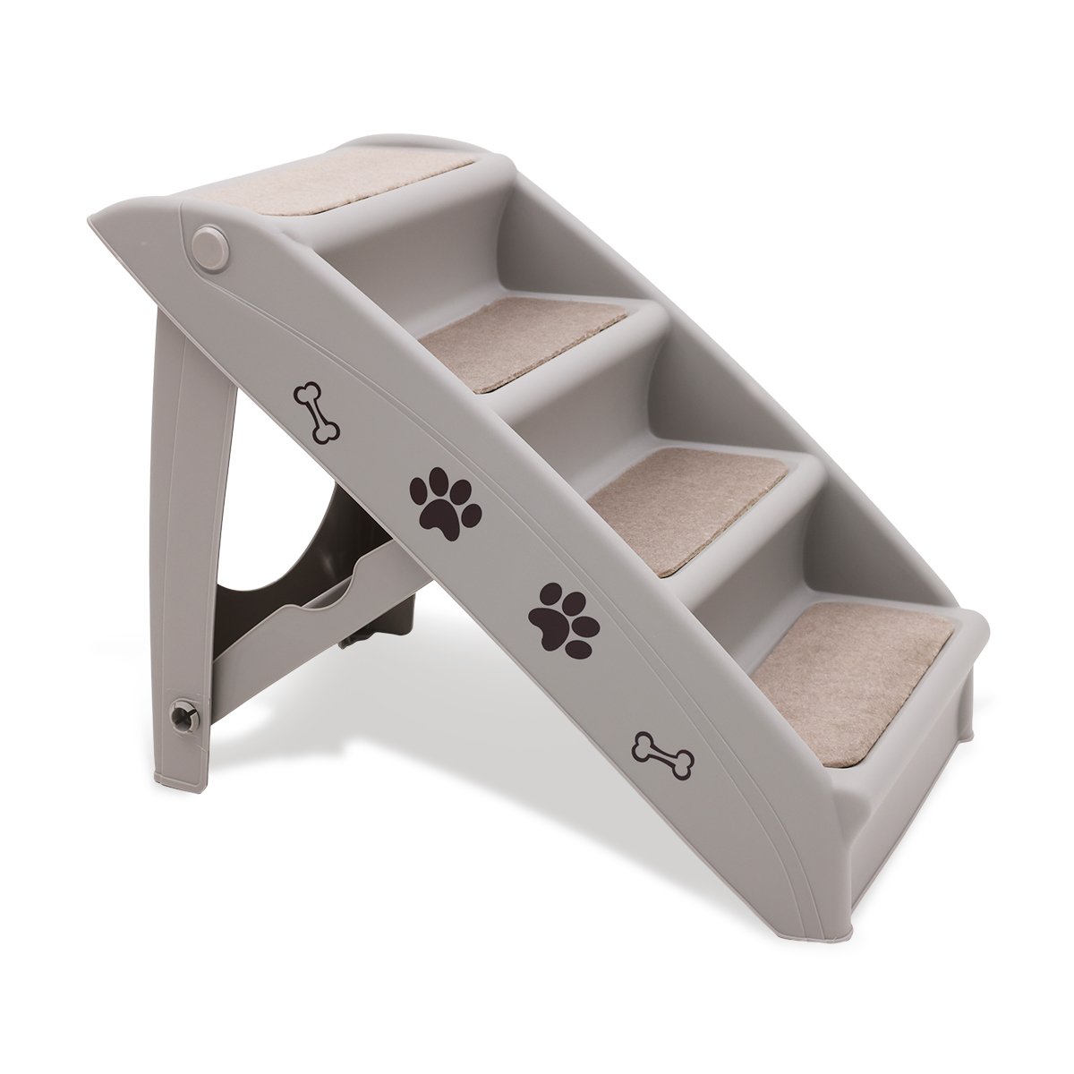 V240-PTS-EJE-433-GY-71108-00 Furtastic Foldable Pet Stairs in Grey - 50cm Dog Ladder Cat Ramp with Non-Slip Mat for Indoor and Outdoor Use - Image 1