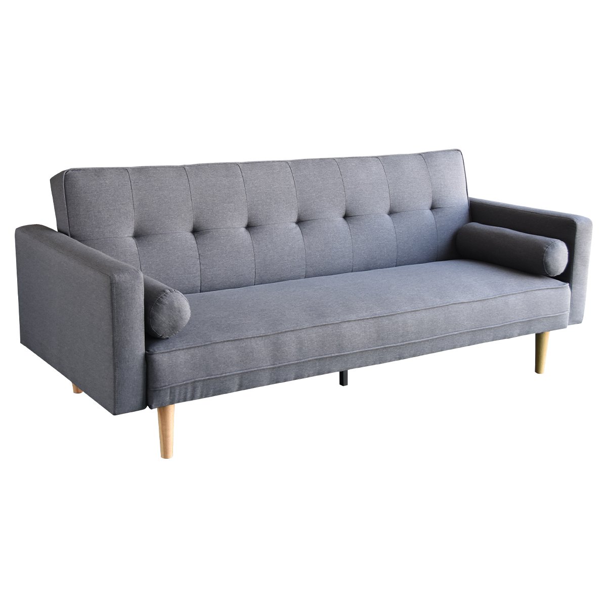 V240-SOFA-6101-LNN-DGR-70228-00 Sarantino Madison Sofa Bed Lounge Couch Futon Furniture Home Dark Grey Linen Suite - Image 1