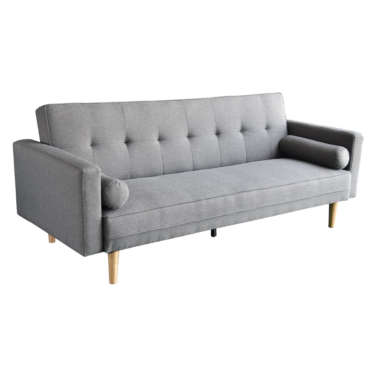 V240-SOFA-6101-LNN-LGR-70303-00 Sarantino Madison Sofa Bed Lounge Couch Futon Furniture Home Light Grey Linen Suite - Image 1