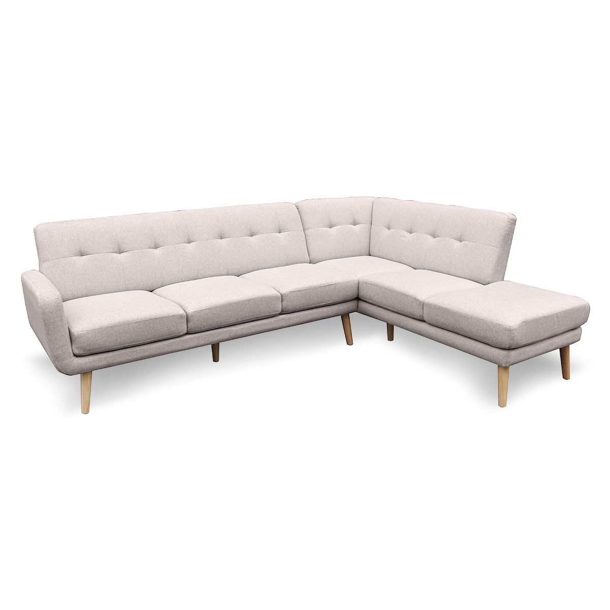 V240-SOFA-M1021-LGY-R-73481-00 Sarantino Faux Linen Corner Sofa Lounge L-shaped Chaise Light Grey - Image 1
