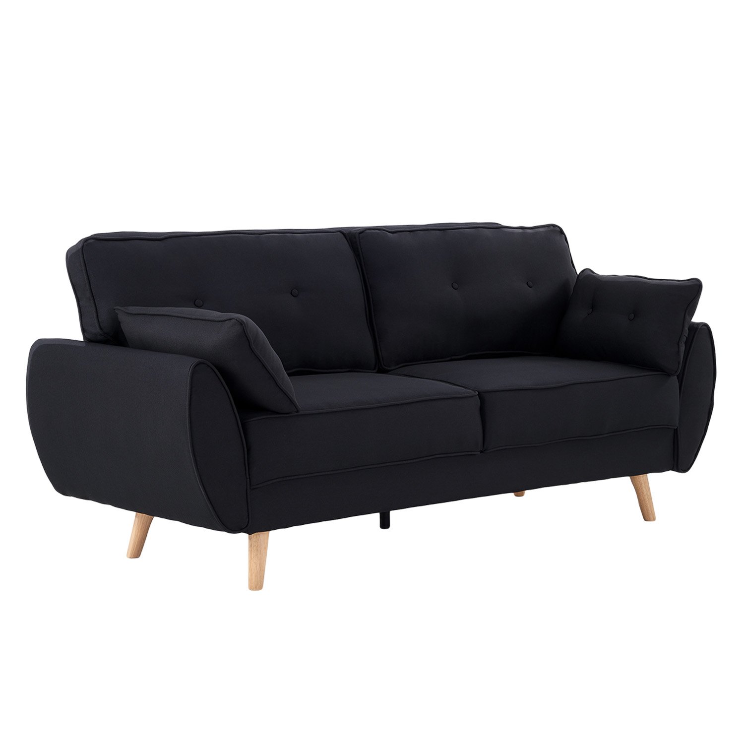 V240-SOFA-M1910-LNN-BK-72437-00 Sarantino 3 Seater Modular Linen Fabric Sofa Bed Couch Futon Suite - Black - Image 1
