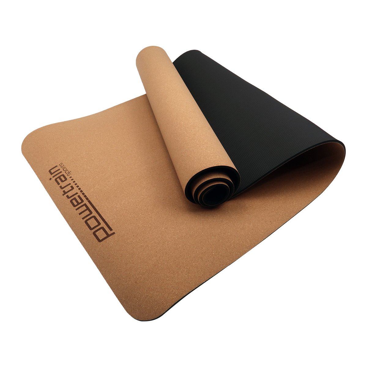 V240-YM-CRK-NPT-71506-00 Powertrain Cork Yoga Mat with Carry Straps Home Gym Pilates - Plain - Image 1