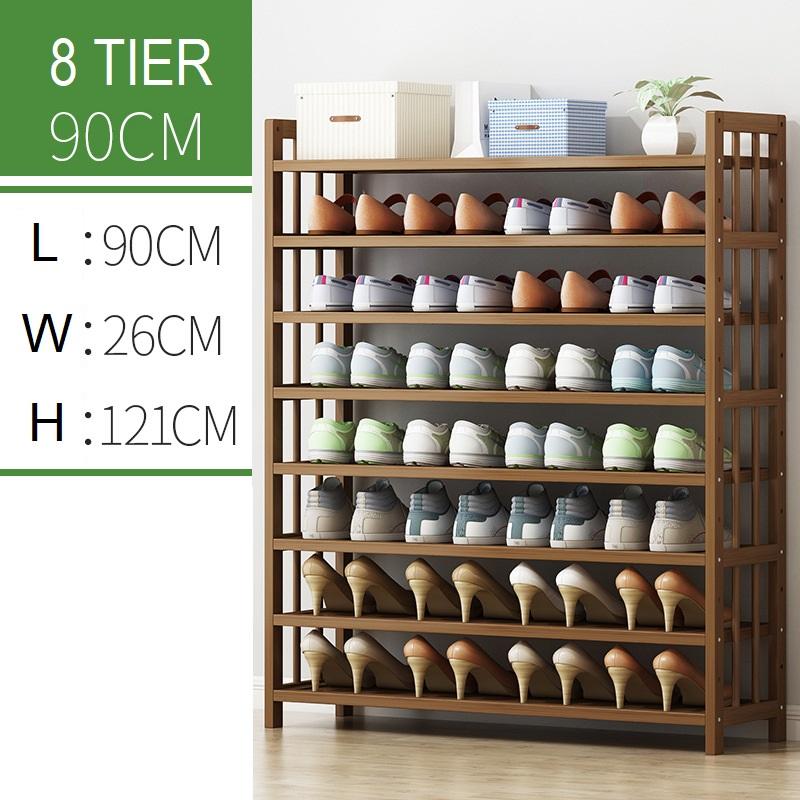 V255-0408-08-53005-00 8 Tier Tower Bamboo Wooden Shoe Rack Corner Shelf Stand Storage Organizer - Image 1