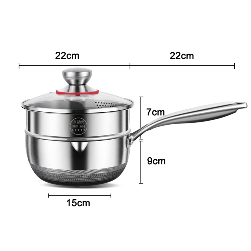 V255-22CMMILKPOT-172544-00 Premium 316 Stainless Steel Non-Stick 22cm Milk Pot with Double-Sided Honeycomb Design - Image 1