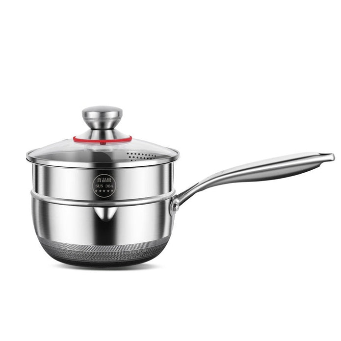 V255-24CMMILKPOT-202504291610-00 24cm 316L Stainless Steel Saucepan Compound Steel Honeycomb Nonstick Sauce Pan with Glass Lid 3.2L Pot Stay-Cool Handle Multipurpose Milk Saucepan, Induction Capable and Gas Stove - Image 1