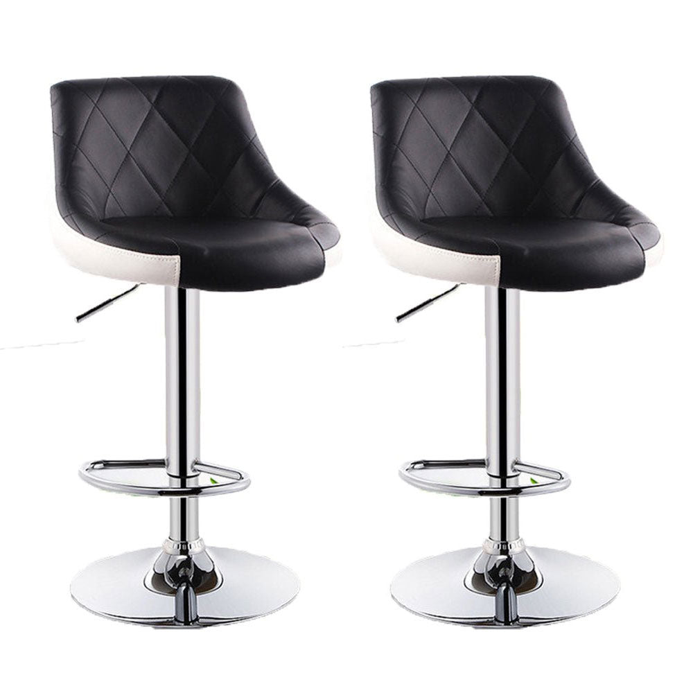 V255-8403-BLACK-52690-00 Bar Stools Kitchen Bar Stool Leather Barstools Swivel Gas Lift Counter Chairs x2 BS8403 Black - Image 1
