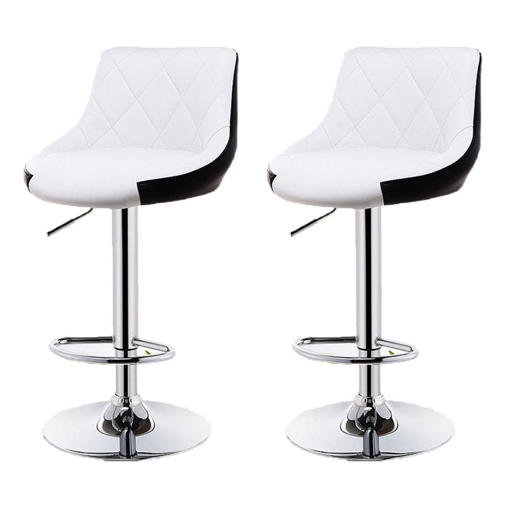 V255-8403-WHITE-52691-00 Bar Stools Kitchen Bar Stool Leather Barstools Swivel Gas Lift Counter Chairs x2 BS8403 White - Image 1