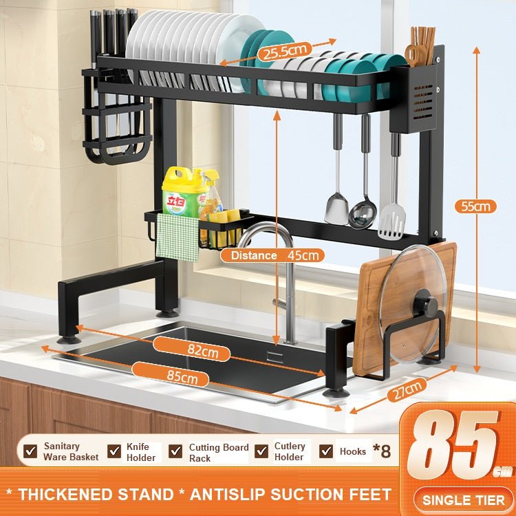 V255-85-ST-53010-03 Single Tier Over Sink Dish Drying Rack Kitchen Drainer Storage Holder Bowl Organiser - Image 1