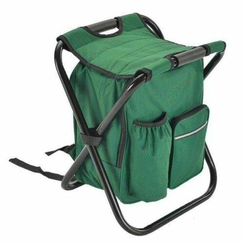 V255-BACKPACKCHAIR-GR-53413-00 Portable Folding Backpack Chair Camping Stool Cooler Bag Rucksack Beach Fishing 150kg load Green - Image 1
