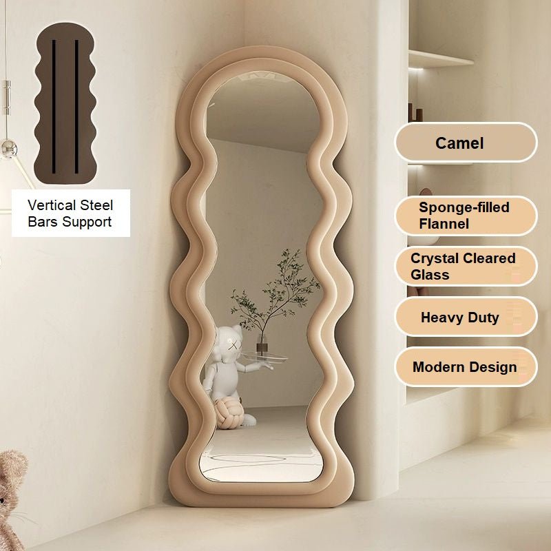 V255-CFBMIRROR-CA-202502261520-00 1.7m Elegance Curvy Floor Mirror Wavy Full Lenght Curvy Squiggle Full Body Irregular Asymmetrical Floor Home Decor - Image 1