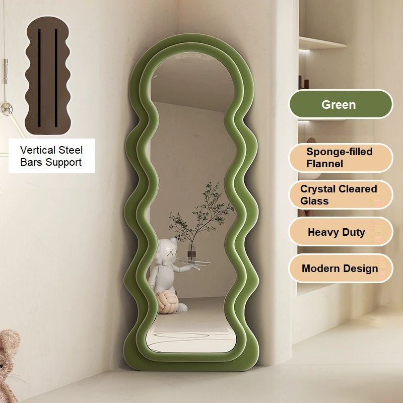 V255-CFBMIRROR-GREEN-202503041540-00 1.7m Elegance Curvy Floor Mirror Wavy Full Lenght Curvy Squiggle Full Body Irregular Asymmetrical Floor Home Decor - Image 1