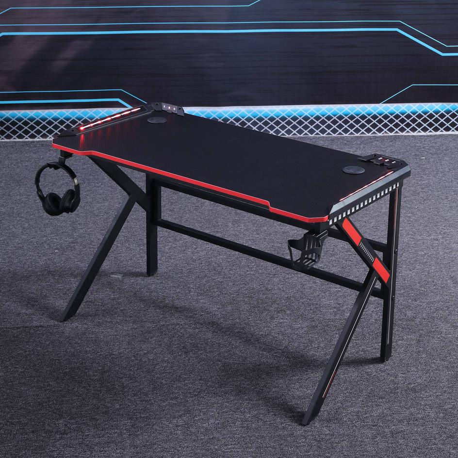 V255-D2105-120CM-RGB-52371-00 Gaming Desk Desktop PC Computer Desks Desktop Racing Table Office Laptop Home K-Shaped Legs Black 120cm - Image 1