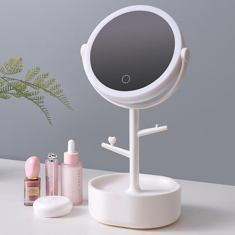 V255-E1908-WHITE-52567-00 Ecoco Smart LED Light Cosmetic Makeup Mirror USB Touch Screen Home Desk Vanity 360° White - Image 1
